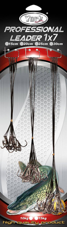 Professional leader 1x7 set with treble hook 15kg 30pcs