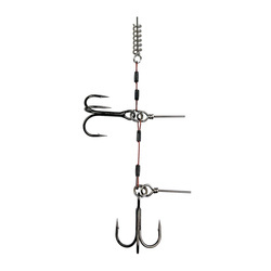 Professional rigging system with two treble hooks