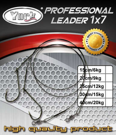 Przypon professional 1x7 z hakiem 12kg 25cm 2szt