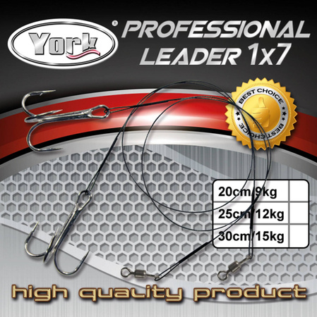 Professional leader 1x7 with treble hook 15kg 30cm 2pcs