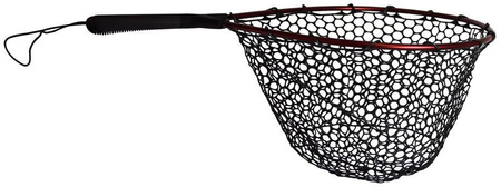 Fly fishing landing net with rubber net