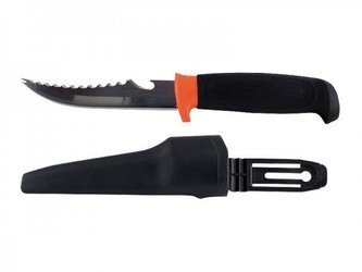 Knife with rubber handle and scraper